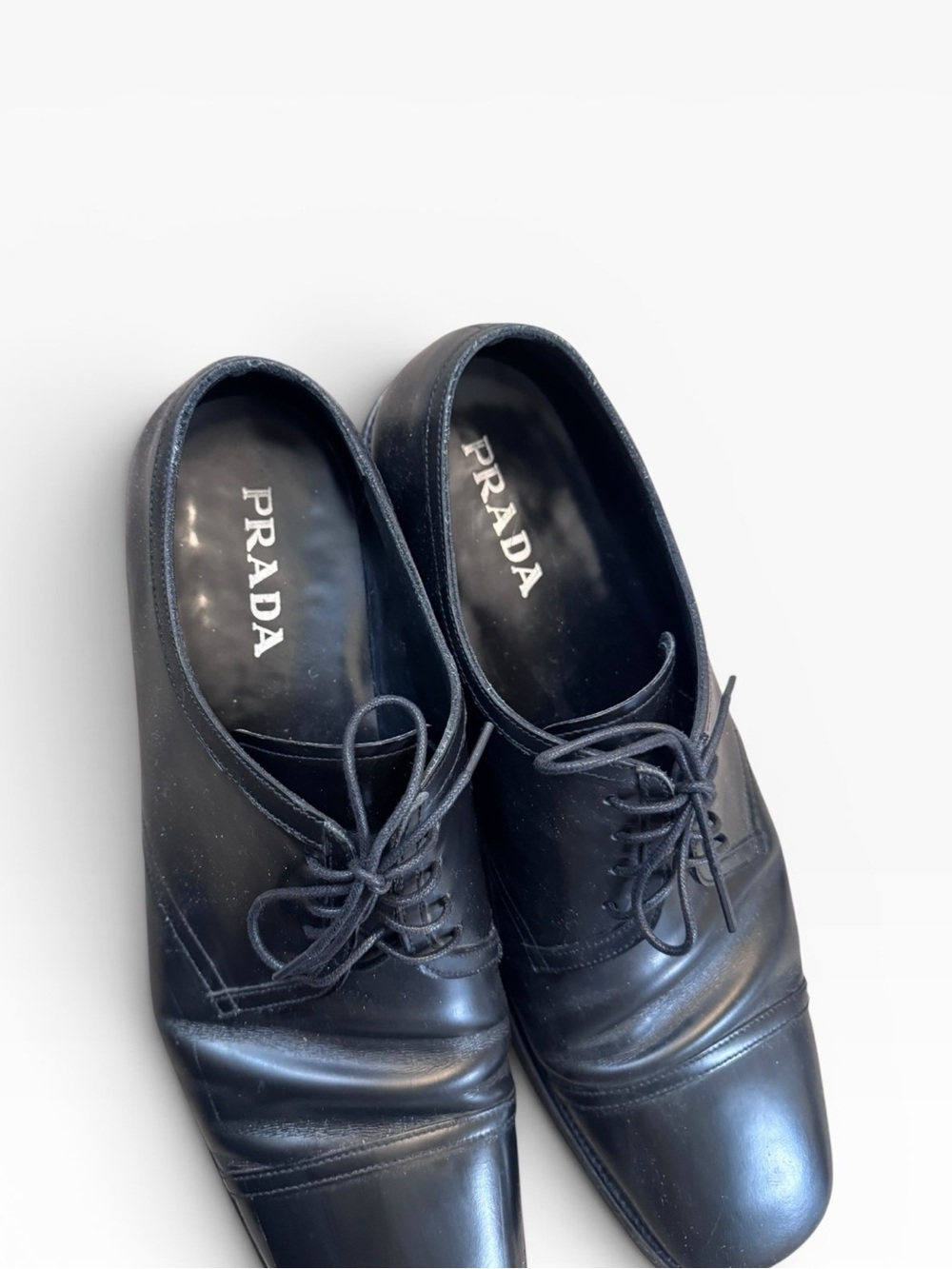 Prada Black Leather Derby Lace-Up Dress Shoes - Picture 4 of 8